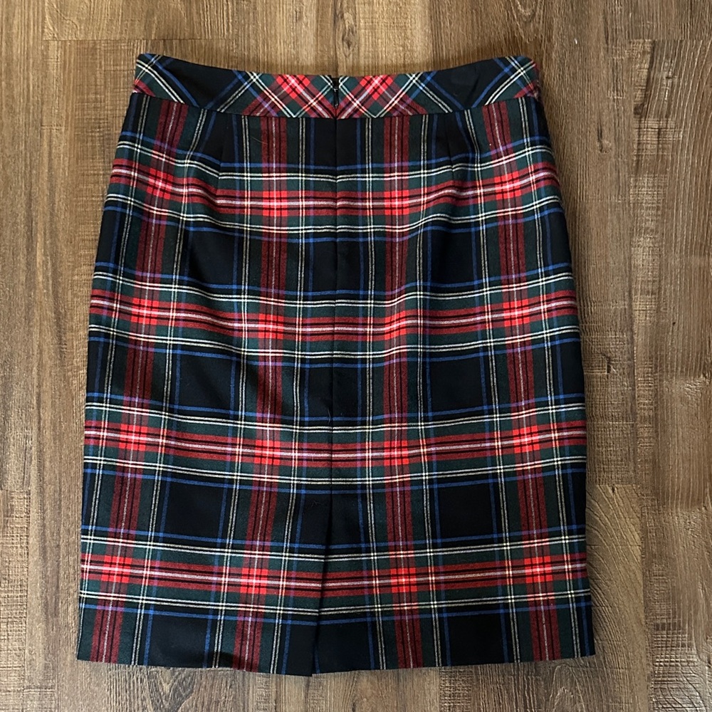 J. Crew Plaid Pencil Skirt Size 2 Red Blue Black Tartan Preppy Career - Picture 4 of 14